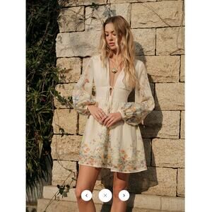 Commense Floral Print Tie-Front Dress Sz M